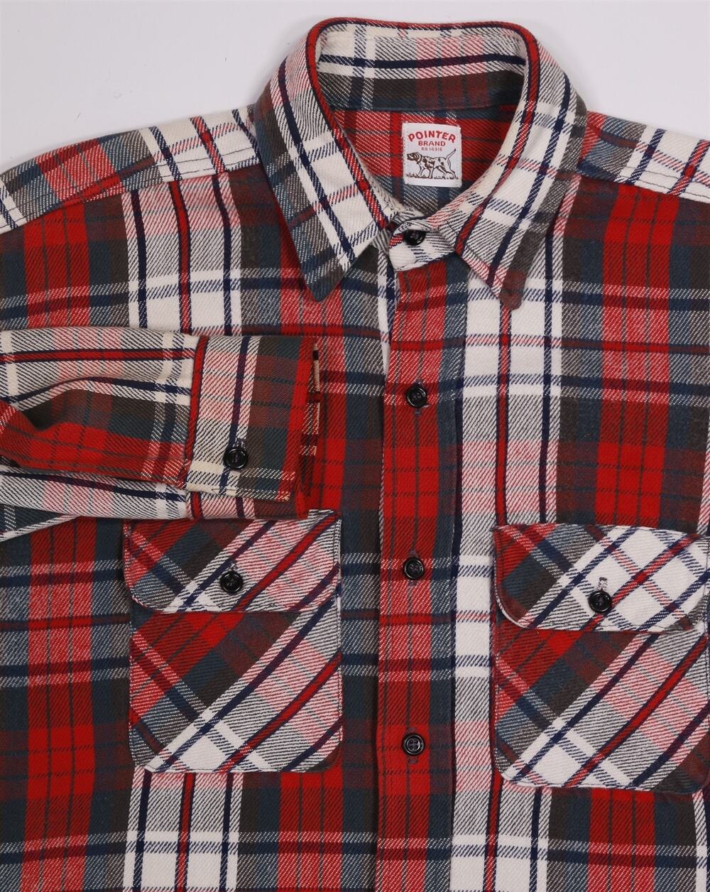 Pointer Brand Vintage Long Sleeve Red Plaid Flannel Button-Up Shirt Mens Medium